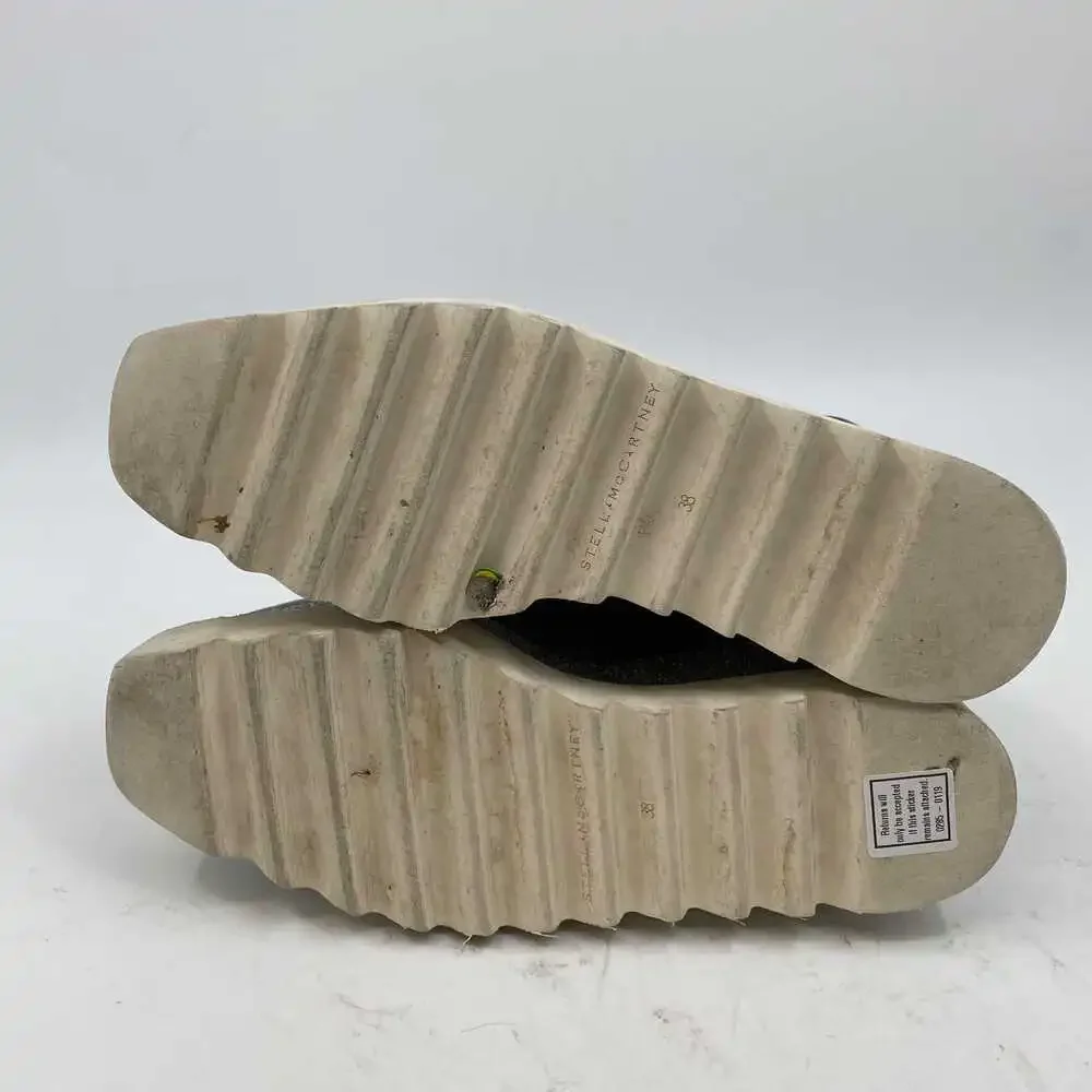 Stella McCartney Gray Silver Glitter Platform Lace-Up Shoes | 38EU Regular
